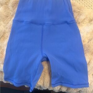 Blue Ribbed High-Waist Women's Bike Shorts- aerie